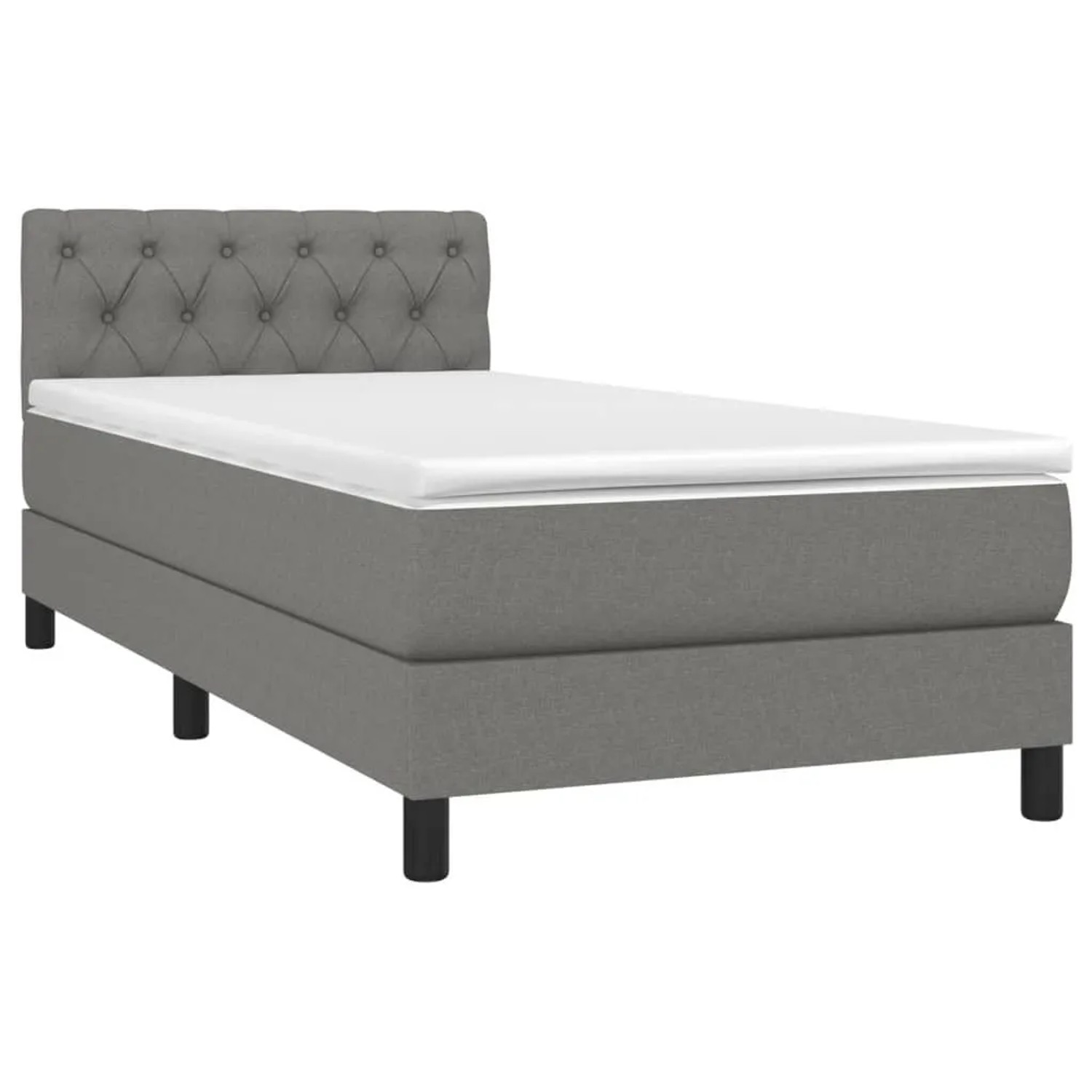 vidaXL Boxspringbett mit Matratze Dunkelgrau 80x200 cm Stoff 3140250