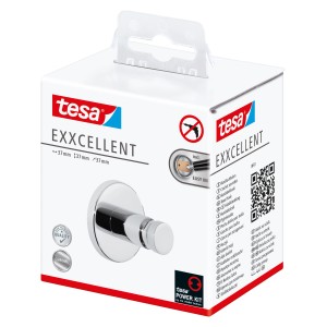 Tesa Exxcellent Handtuchhaken Chrom, zur Wandmontage ohne Bohren.