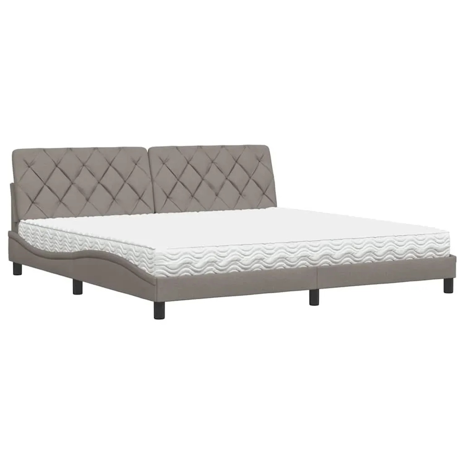 vidaXL Bett mit Matratze Taupe 200x200 cm Stoff 3310766