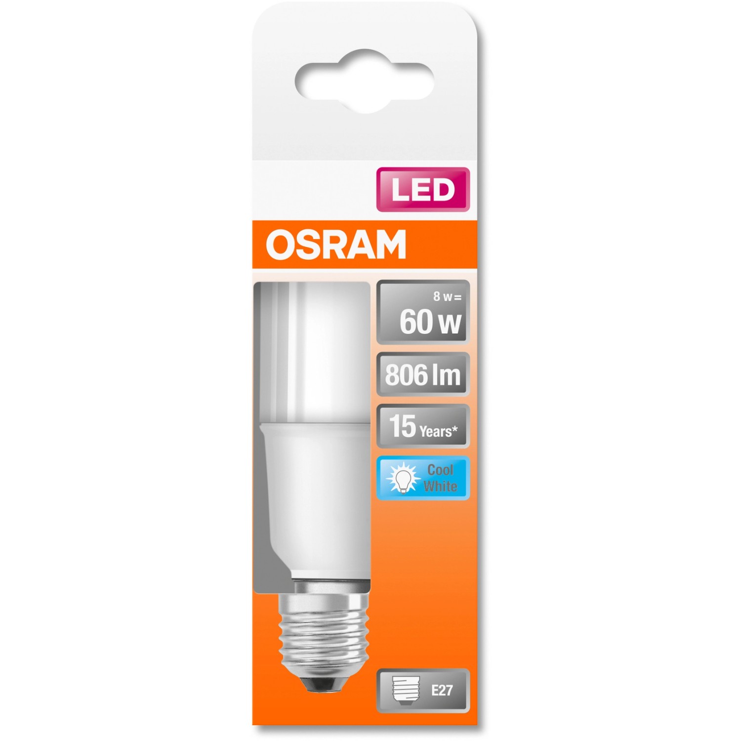 Osram LED-Leuchtmittel E27, 8W, Neutralweiß, in Verpackung. Kompakte LED Lampe für den Innenbereich.