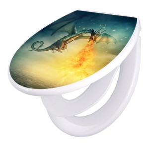 Banjado Familien WC-Sitz mit Drachen Motiv. Klodeckel mit integriertem Kindersitz und Absenkautomatik.