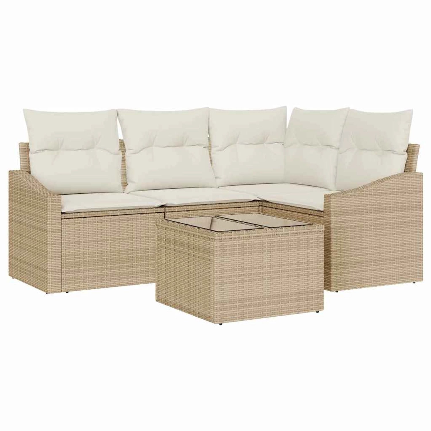 vidaXL Garten-Sofa-Set 5-Tlg Beige Poly Rattan 3346711 günstig online kaufen