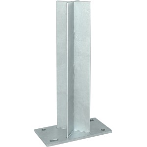 Pfostenträger aus Stahl für Aluminium-Pfosten zur Zaunmontage auf Beton.