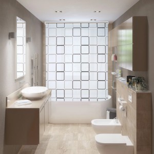 Relaxdays Duschrollo Square Kunststoff Aluminium Weiß Grau Wasserabweisend Schnelltrocknend 120 cm x 240 cm 0,86 kg