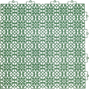Grüne Andiamo Klick-Fliese mit Muster, 38x38 cm, ideal für Balkon und Terrasse.