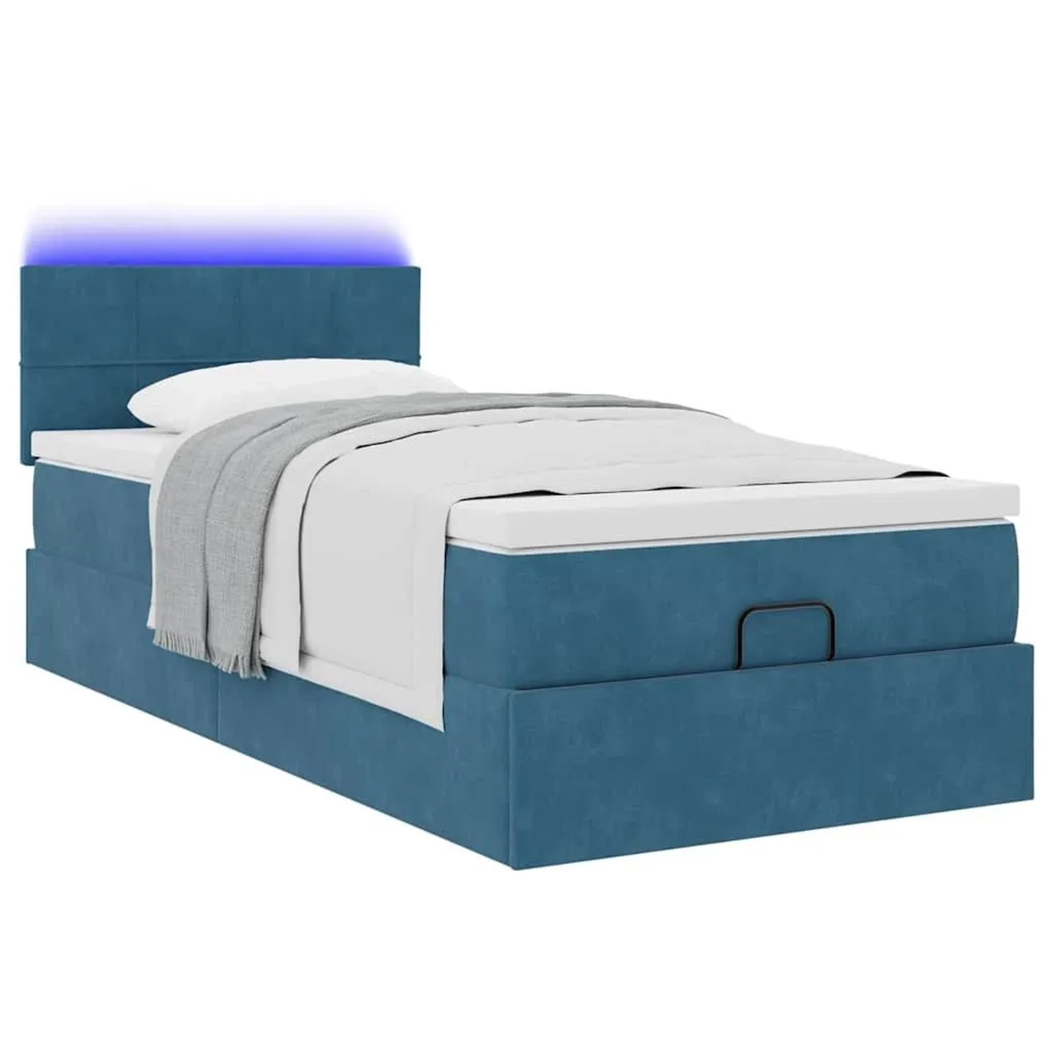 vidaXL Ottoman-Bett mit Matratze & LEDs Dunkelblau 90x190 cm Samt 3312594