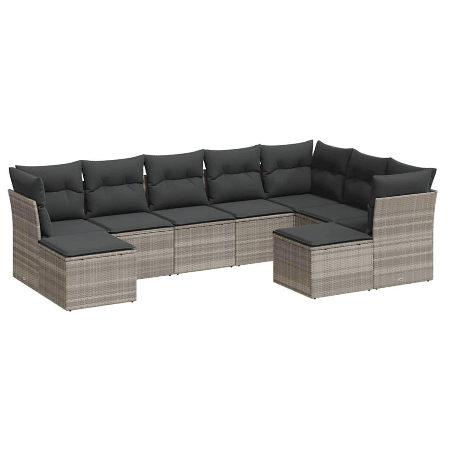 vidaXL 9-Tlg Garten-Sofagarnitur mit Kissen Hellgrau Poly Rattan 3218572 günstig online kaufen