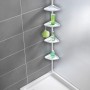 Wenko Teleskop-Duschecke Compact, weißes Aluminium, mit vier Ablagen in der Dusche.
