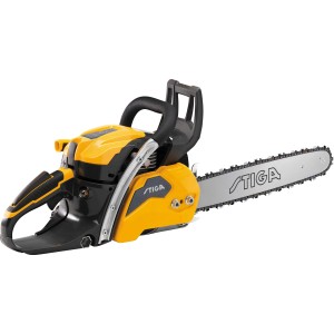 Stiga CS 750 Benzin-Kettensäge in Gelb/Schwarz mit 45 cm Schwert.