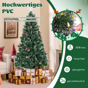 Costway Tannenbaum mit Leds & Glasfaser & Sternspitze Grün 180 cm