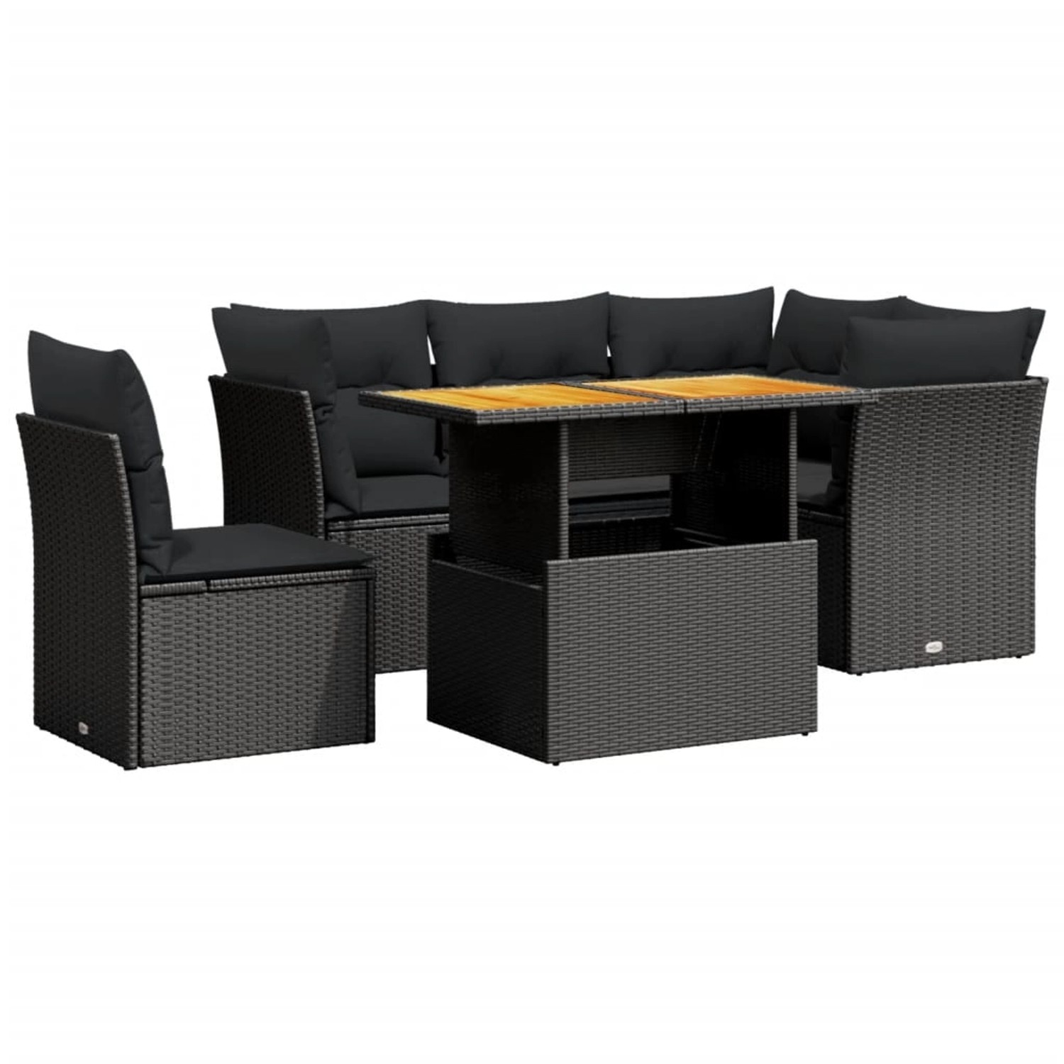 vidaXL 5-Tlg Garten-Sofagarnitur mit Kissen Schwarz Poly Rattan 3270831 günstig online kaufen
