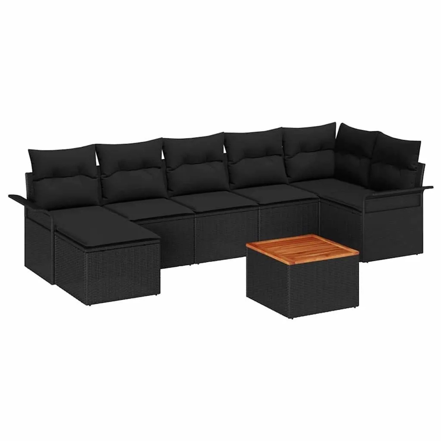 vidaXL Gartensofa-Set mit Speicher 8 Stk Schwarz Poly-Rattan 3356028