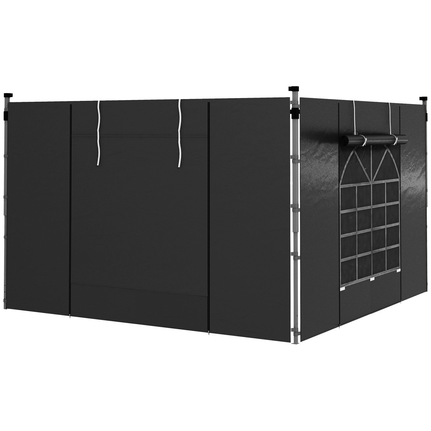 Outsunny Vordach-Seitenwände Polyester  mit Fenster Schwarz 295B x 195H cm günstig online kaufen