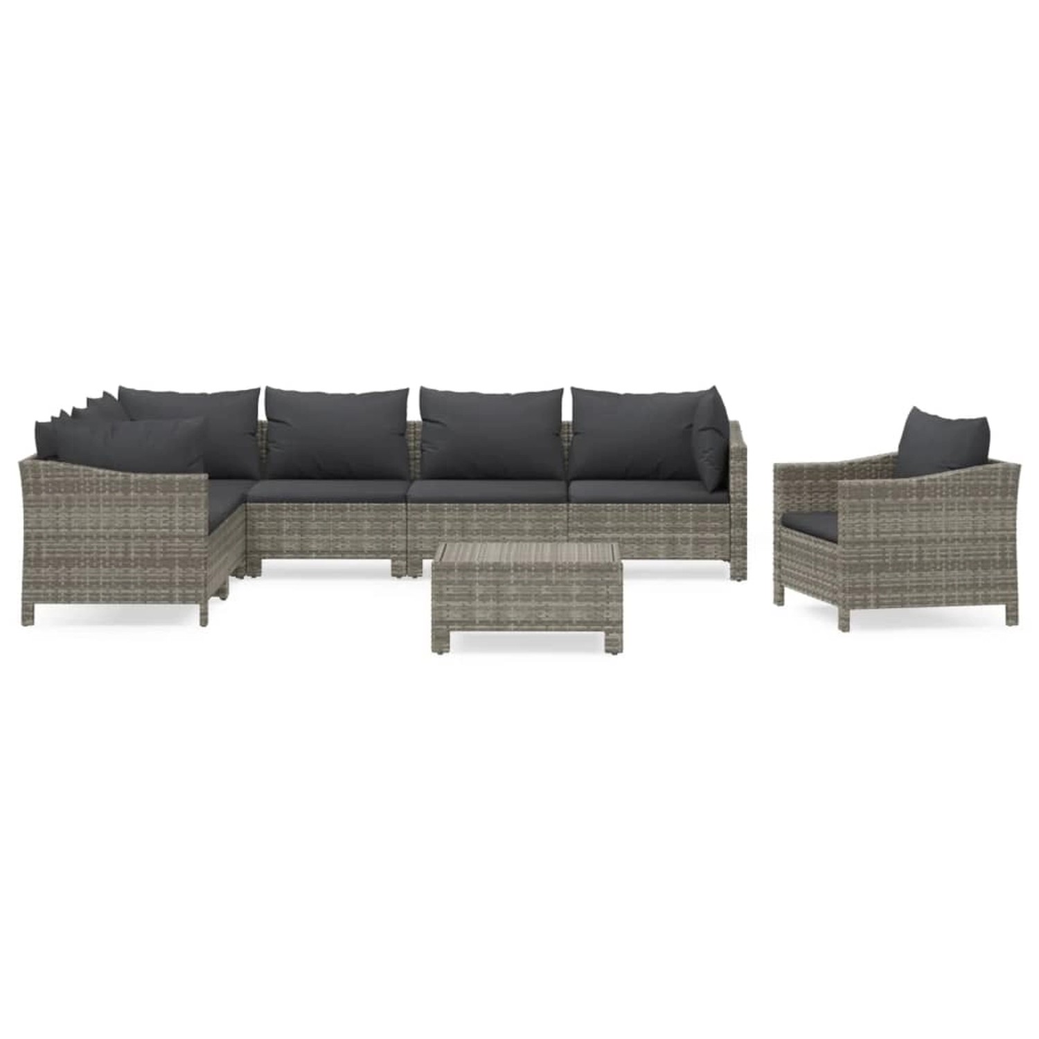 Vidaxl 8-tlg. Garten-lounge-set Mit Kissen Grau Poly Rattan günstig online kaufen