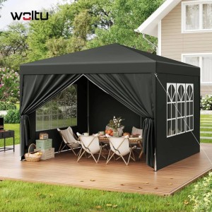 WOLTU Pavillon Pop-Up Wasserdichter Sonnenschutz Pagodenzelt 3x3 m Grau