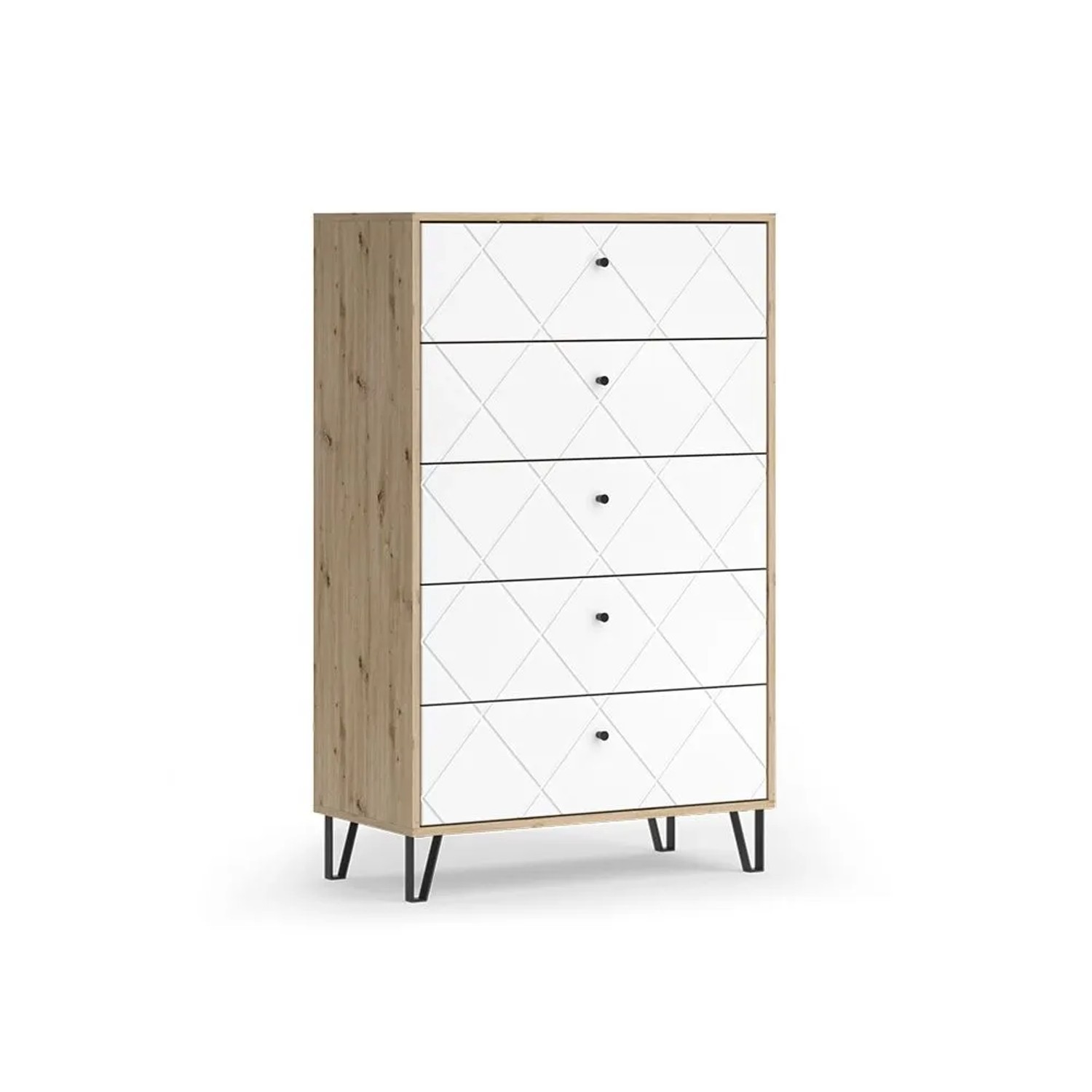Vicco Kommode Nizza Artisan Weiß 80 x 127 mit 5 Schubladen Art Nr 57498