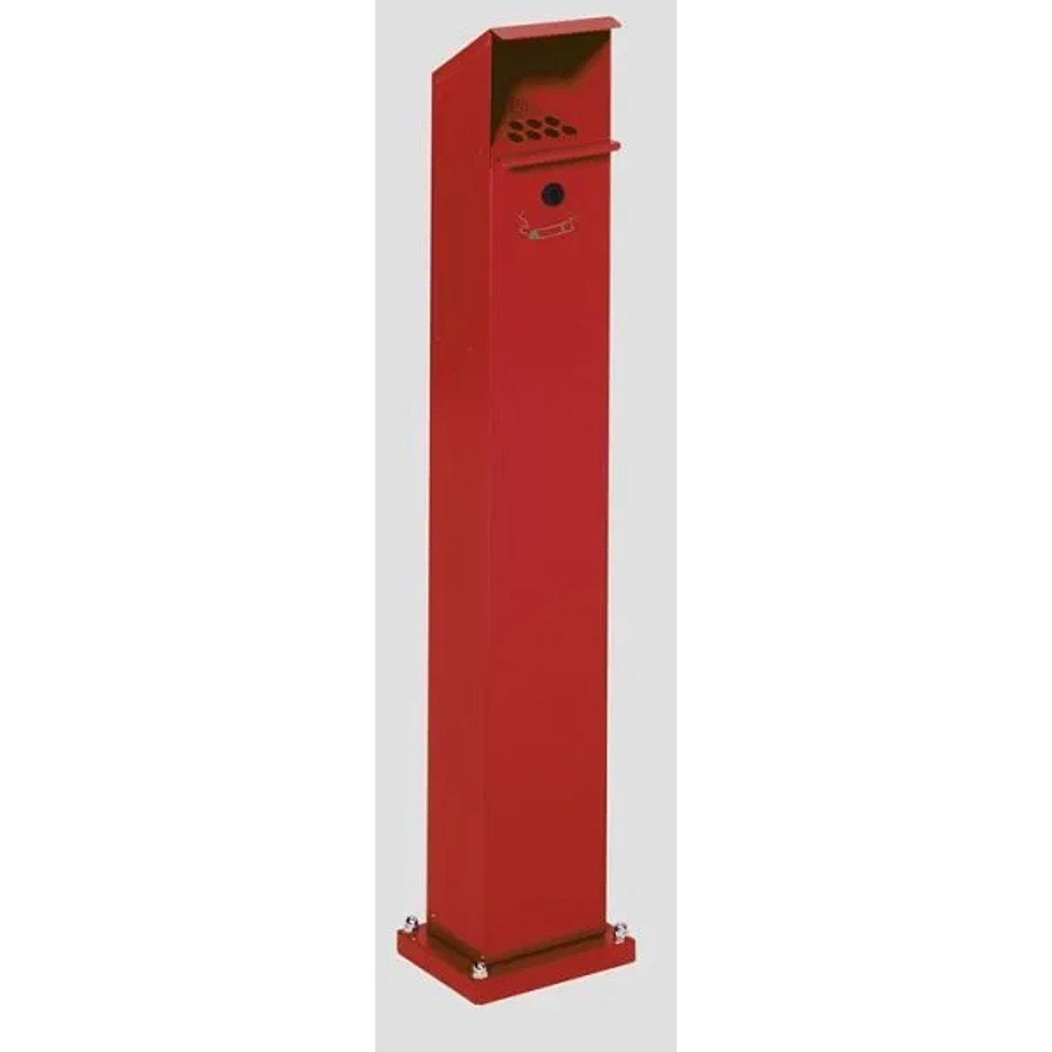 PROREGAL Robuster Ascher Standsäule Mit Schloss Und Bodenplatte 2 Liter HxBxT 115 x 18 x 15 cm Verzinkter Stahl Rot