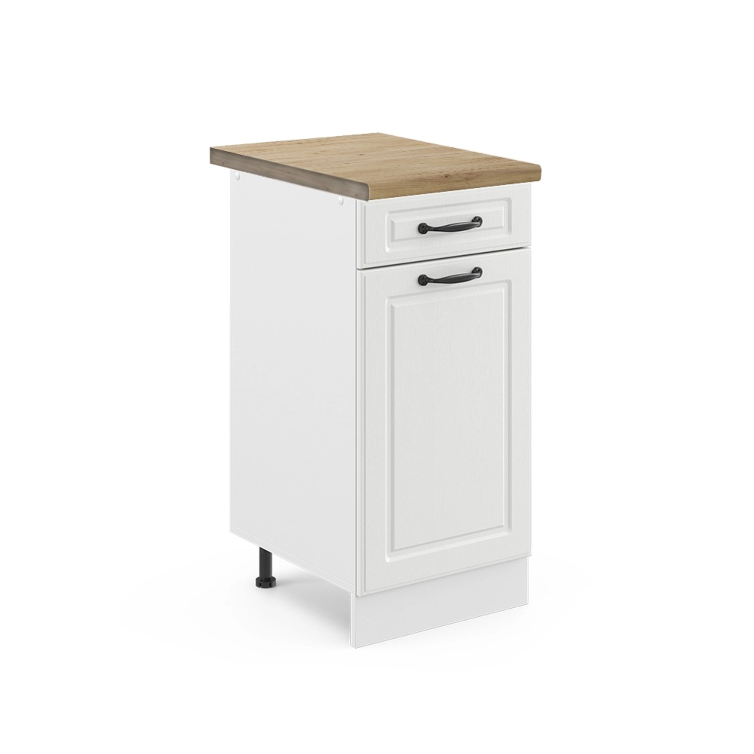 Vicco Küchenunterschrank R-Line Schubladenschrank für die Küche Weiß Landhaus/Weiß 40 cm AP Eiche