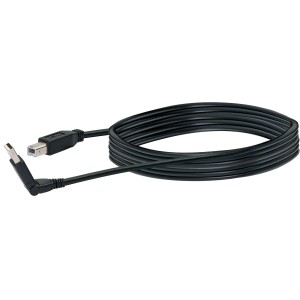 Schwarzes Schwaiger USB 2.0 Kabel (A-Stecker auf B-Stecker) 1,5m mit drehbarem Stecker.