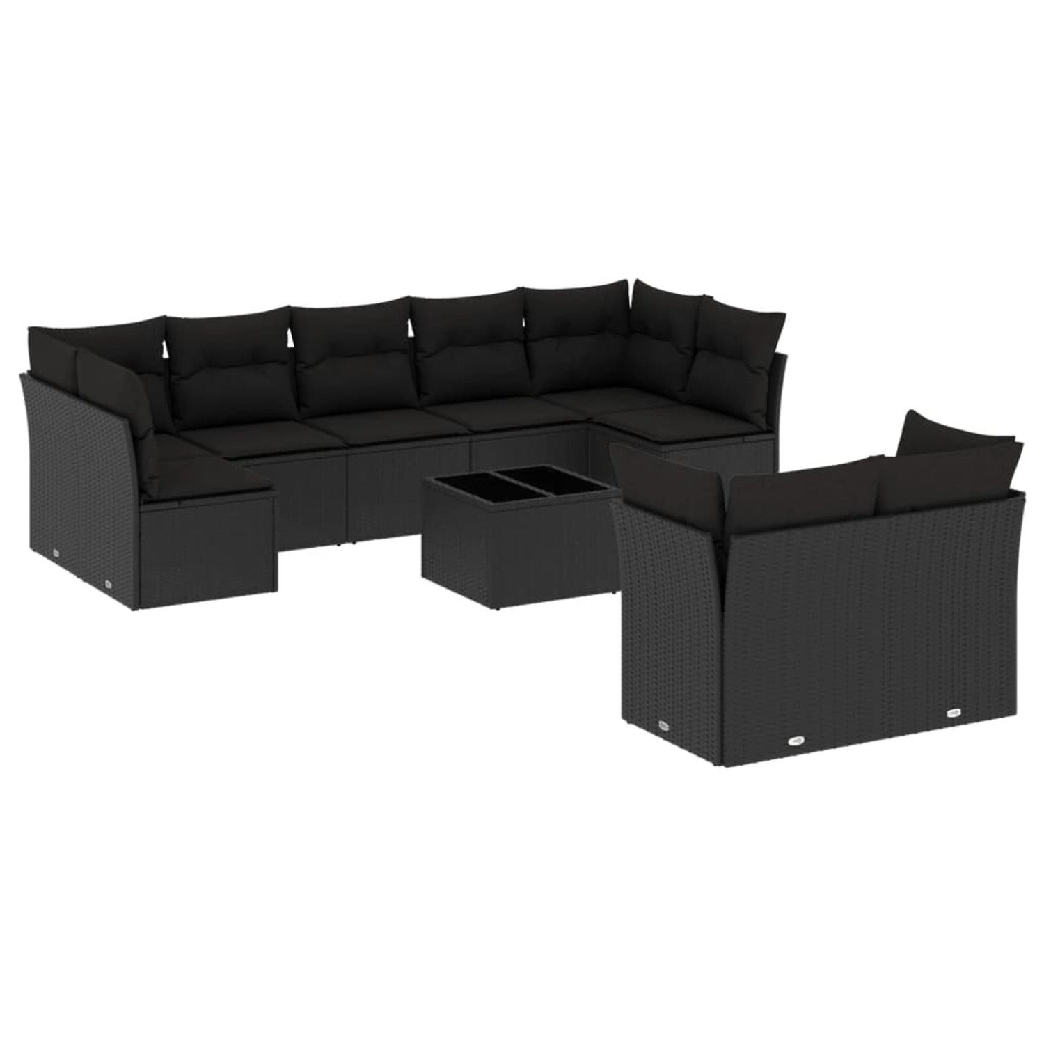 vidaXL 10-tlg Garten-Sofagarnitur mit Kissen Schwarz Poly Rattan Modell 32 günstig online kaufen