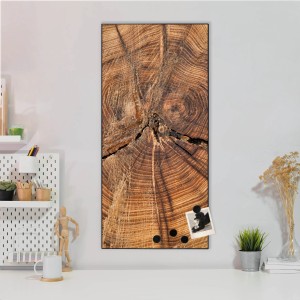 Schwarze Magnettafel 37x78cm mit Jahresringe Motiv als Wanddekoration inklusive Magnete.