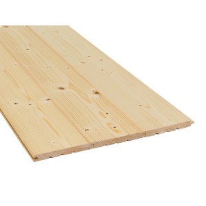 Fichte/Tanne Profilholz Faseprofil mit Nut und Feder, unbehandelt, helle Holzfarbe.