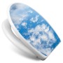 Weißer Toilettendeckel mit Wolken Motiv, Absenkautomatik und Soft Close Funktion.