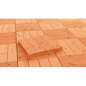 Holzfliesen Douglasie Natur, 50x50cm, geriffelte Oberfläche für Terrasse & Balkon.