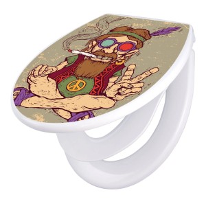 Banjado Familien WC-Sitz mit Peace-Motiv. Klodeckel mit integriertem Kindersitz und Absenkautomatik.