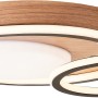 Moderne LED-Deckenleuchte Karney in Schwarz und Holz, 57x40 cm, warmweißes Licht.