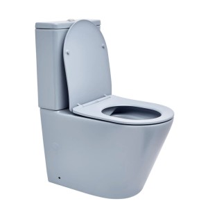 Swiss Aqua Technologies Stand-Kombi-WC Spülrandlos Infinitio Wasseranschluss von Unten mit SoftClose WC-Sitz Blau Matt