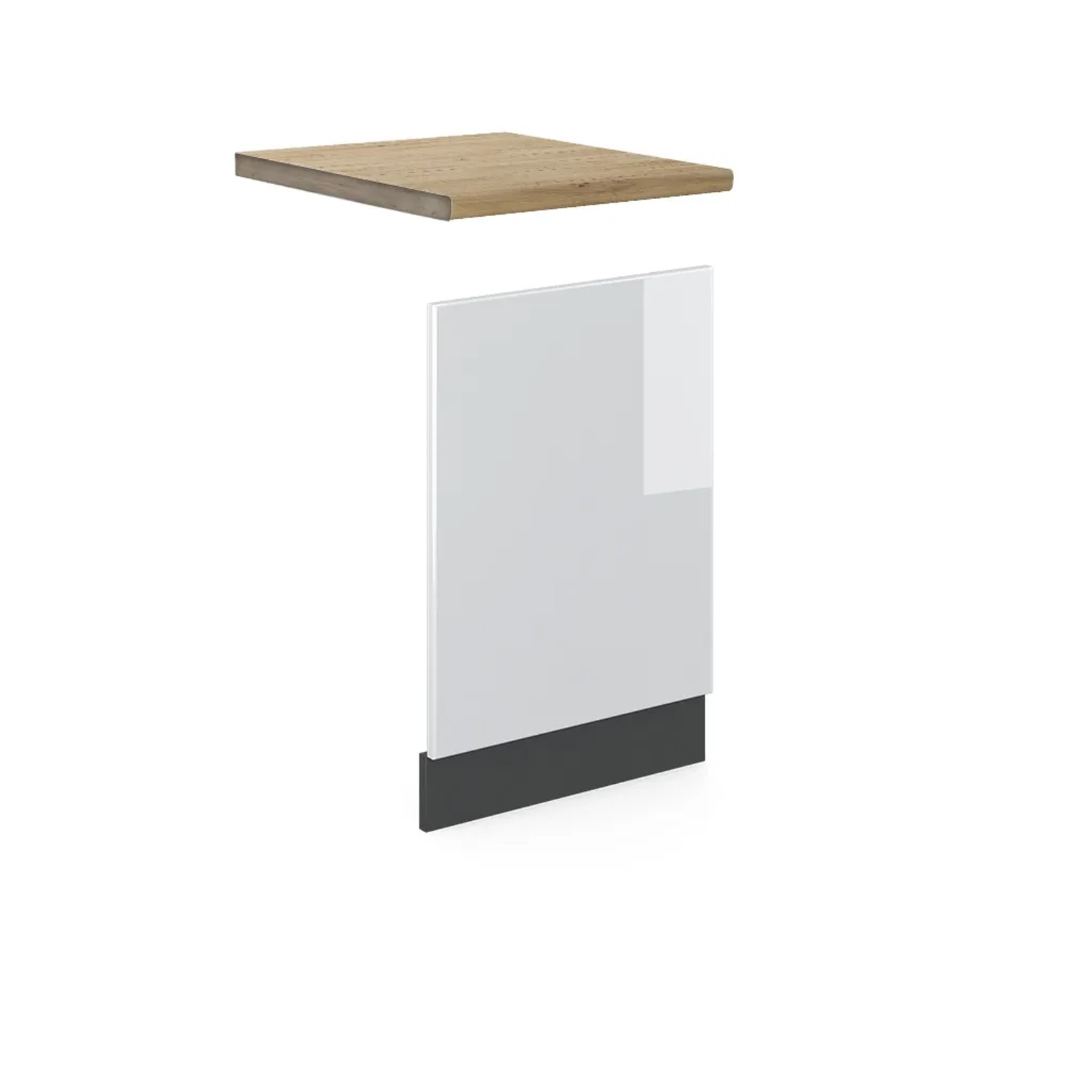 Vicco Frontblende R-Line Geschirrspüler Fronttür Weiß Hochglanz/Anthrazit 45 cm AP Eiche