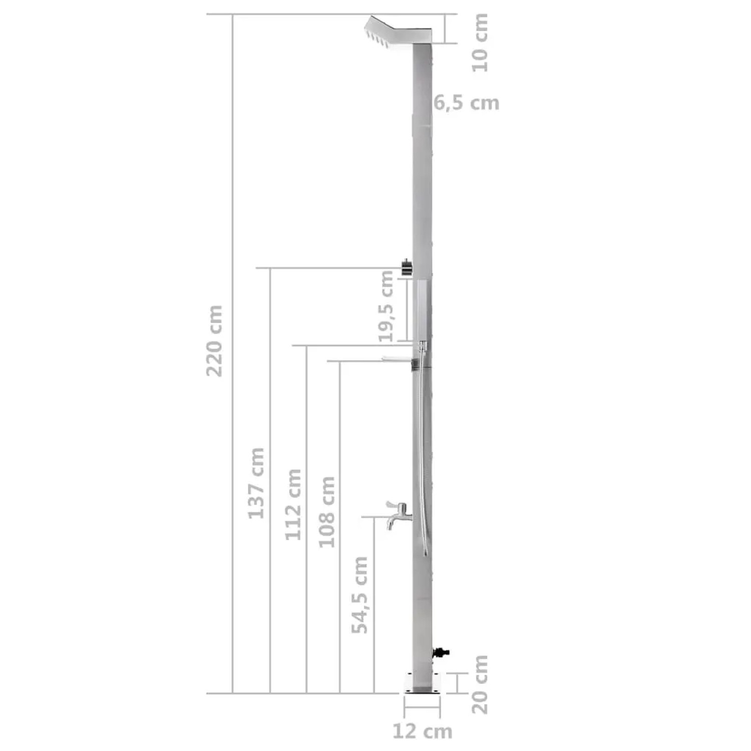 vidaXL Gartendusche 220 cm Edelstahl 315939_12