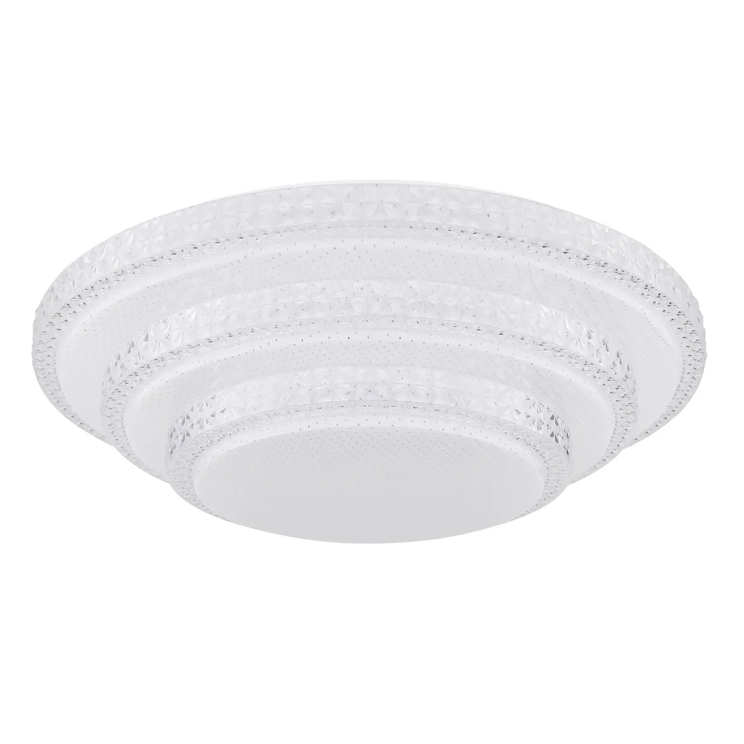Weiße, runde LED-Deckenleuchte Magnifique von Globo, dimmbar und smart steuerbar.