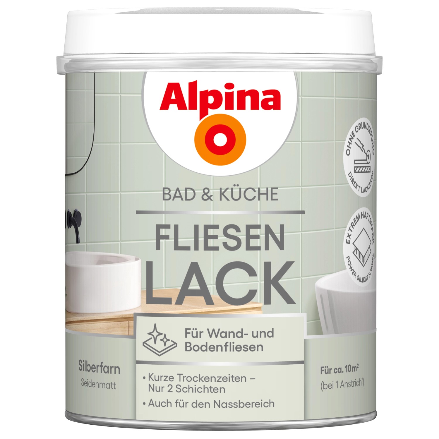 Alpina Fliesen-Lack Bad & Küche 2 Komponenten Silberfarn Seidenmatt 750 ml günstig online kaufen