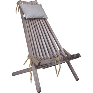 Aschgrauer Garden Pleasure Relaxsessel Falun aus Kiefernholz mit Kissen. Ideal zum Entspannen im Garten.