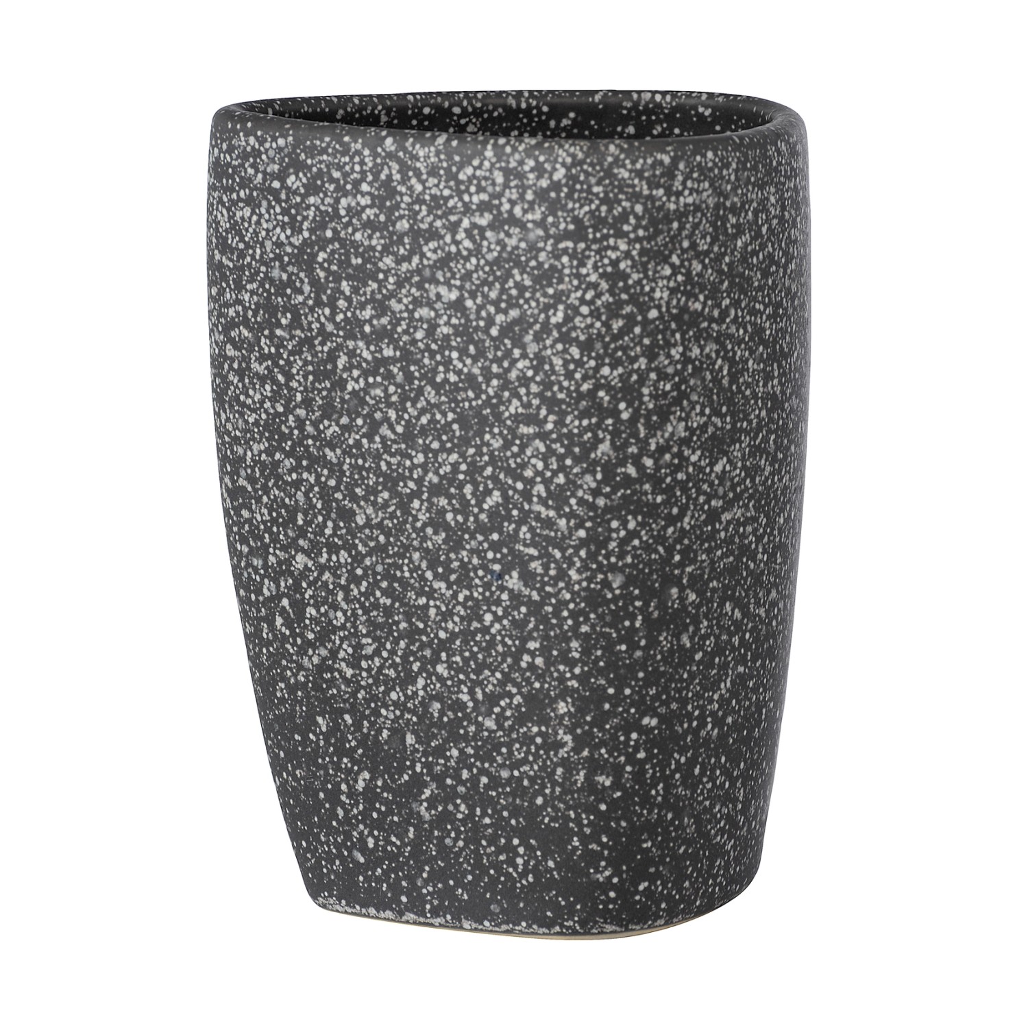 Grauer Wenko Zahnputzbecher Pion aus Keramik mit Steinoptik.