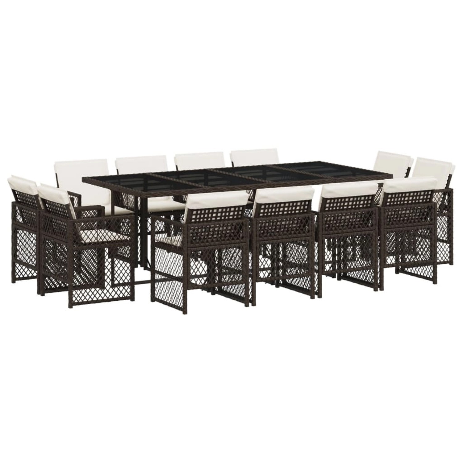 vidaXL 13-Tlg Garten-Essgruppe mit Kissen Braun Poly Rattan 3210861 günstig online kaufen