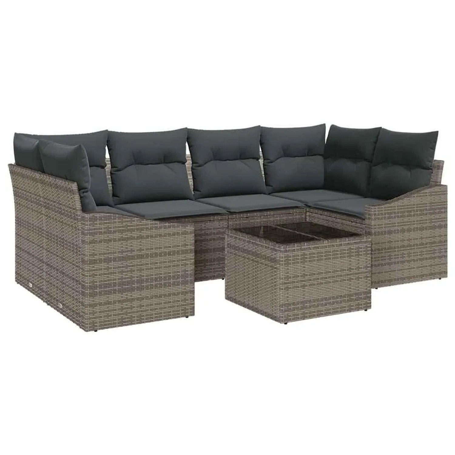 vidaXL Sofa Set mit Kissen mit Speicher 7-Tlg Grau Poly-Rattan 3355288 günstig online kaufen