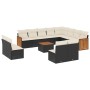 vidaXL Garten-Sofagarnitur, 13-teilig, schwarz, Poly Rattan mit Kissen. Gartenmöbel-Set mit Tisch und Sitzelementen.