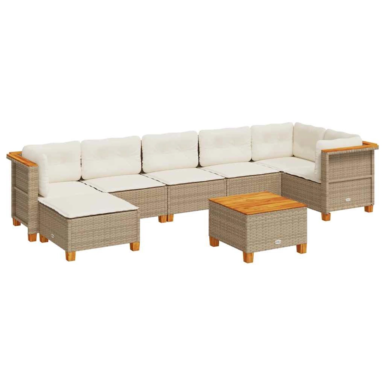 vidaXL 8-Tlg Garten-Sofagarnitur mit Kissen Beige Poly Rattan 3261931 günstig online kaufen