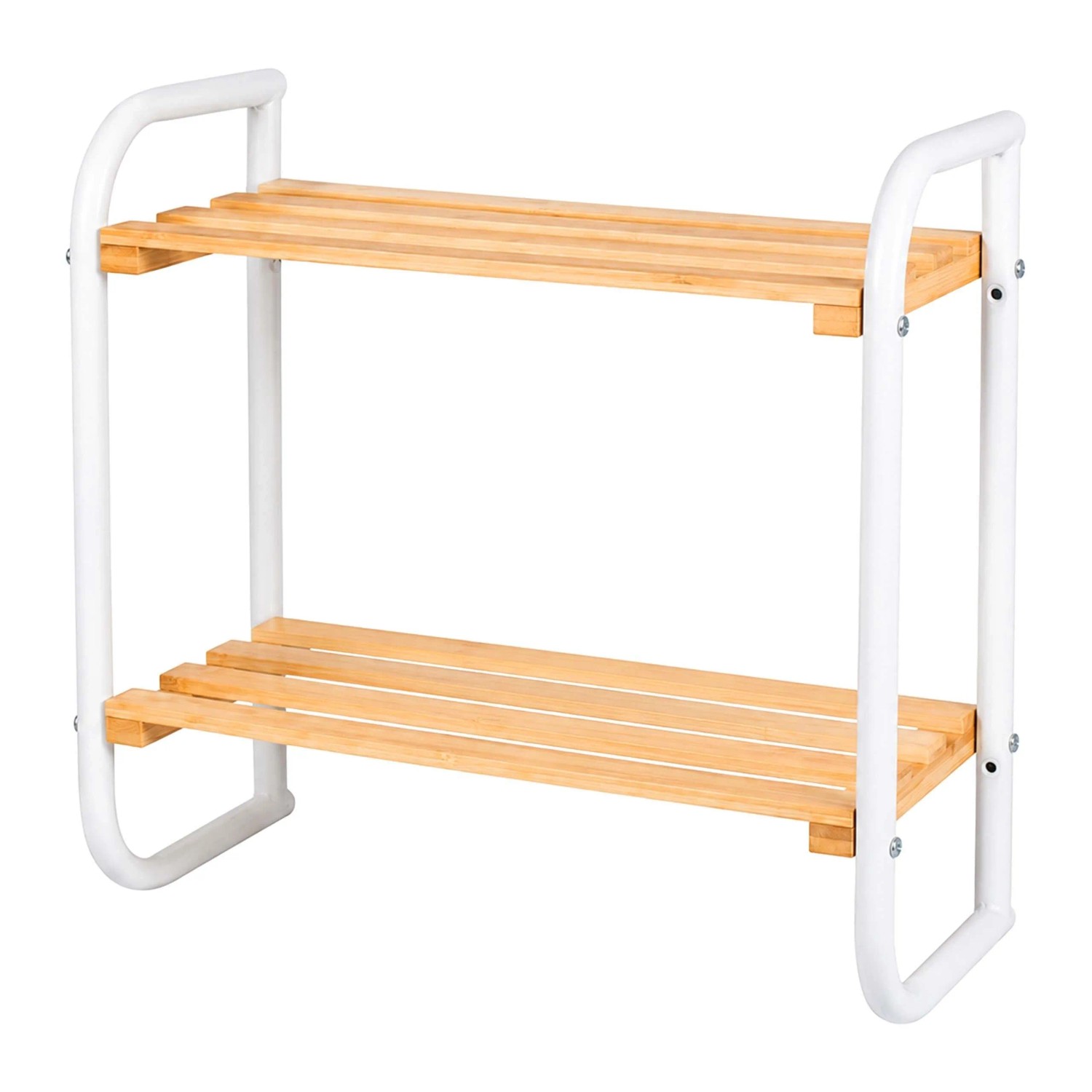 Relaxdays Standregal Bambus Metall Weiß Holzoptik 43 cm x 45 cm x 21 cm 1 kg