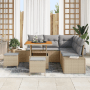 Beiges 8-tlg. vidaXL Garten-Sofa-Set mit Stauraum aus Poly Rattan.