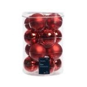 Kaemingk Weihnachtsbaumkugeln Glas  8 cm 16 StueckRot Emaille Matt Mix