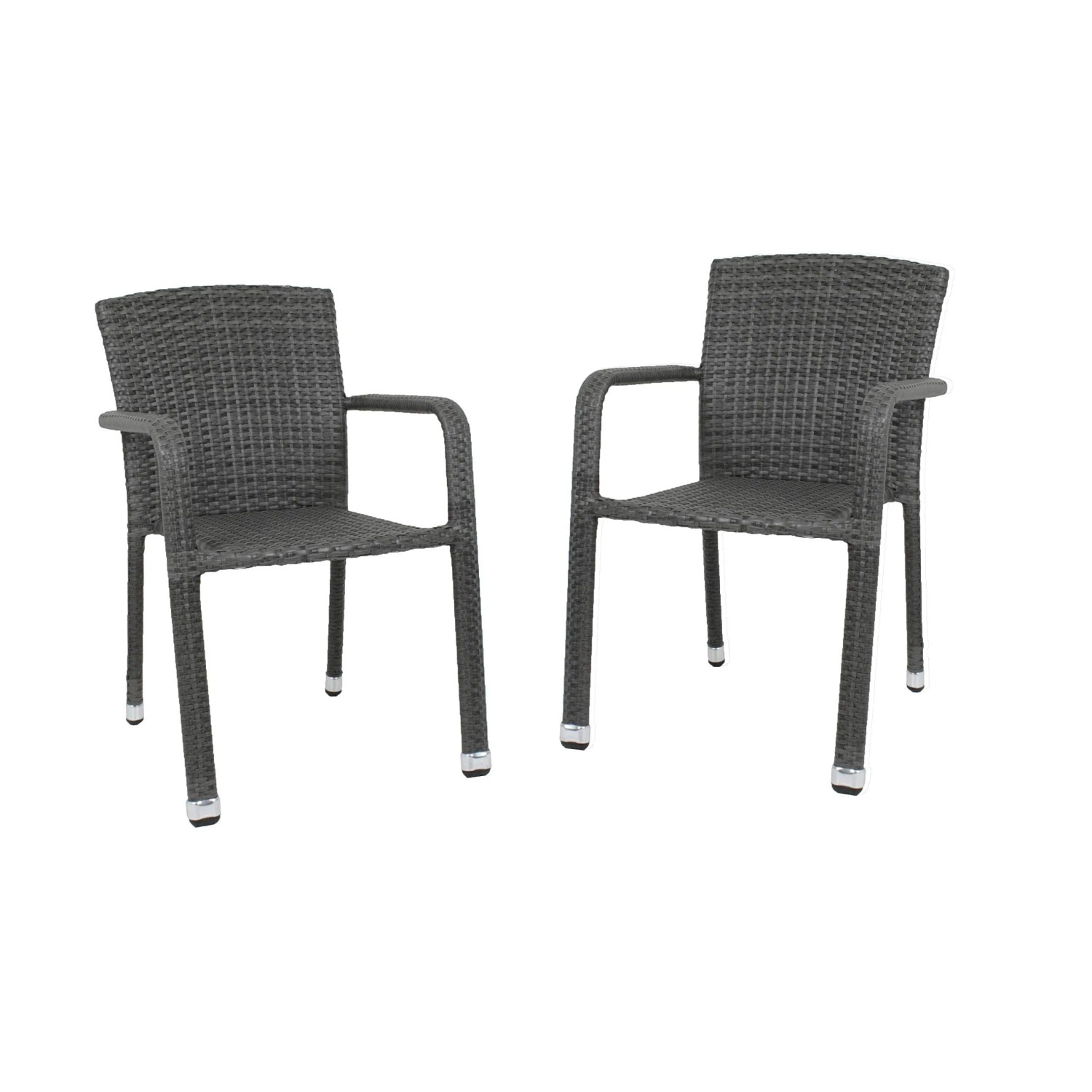 DELUKE Gartenstuhl 2er Set WERNER Kunststoff Dunkelgrau Stapelstuhl Wetterfest Gartenstühle Outdoor Essstühle