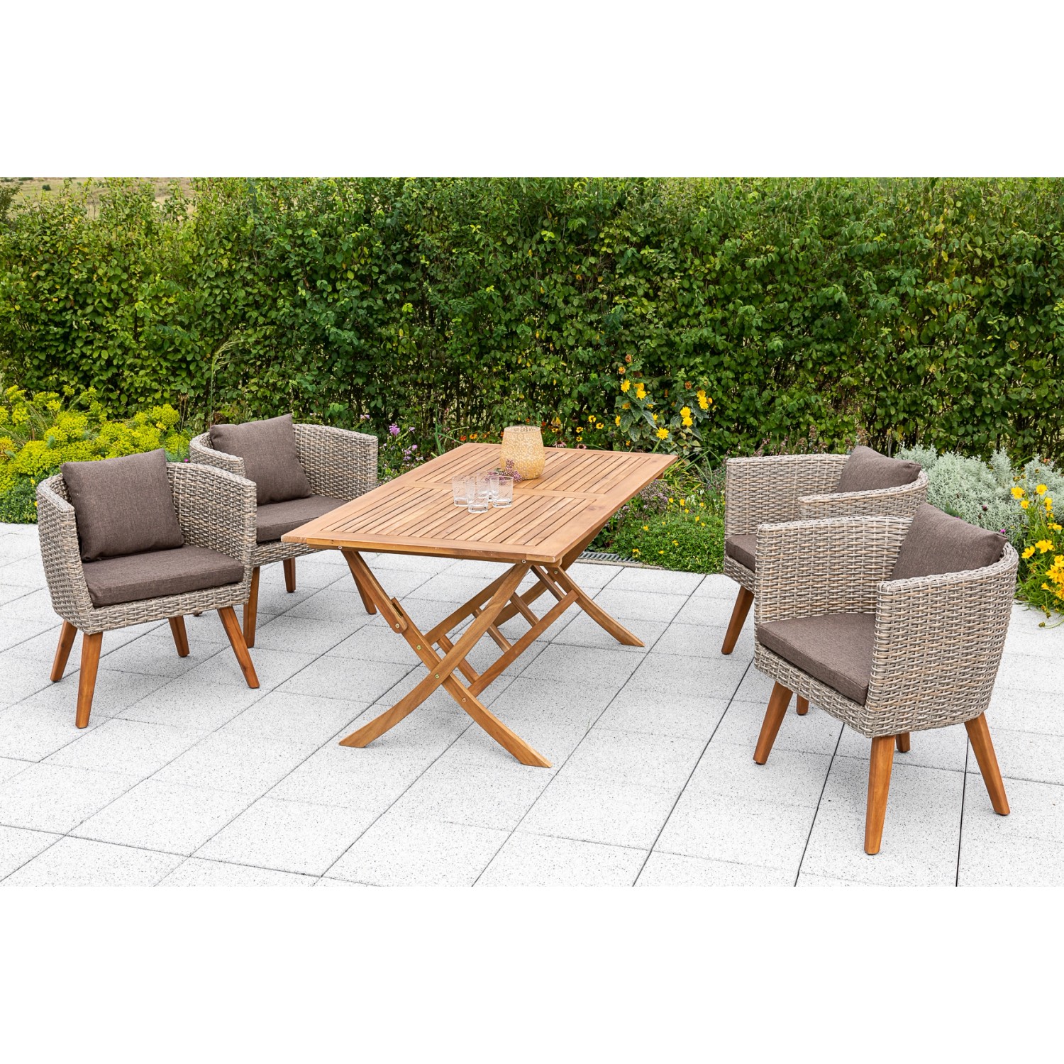 Merxx Imperia Set 5-tlg. 4 Sessel Klapptisch 160 x 90 cm günstig online kaufen