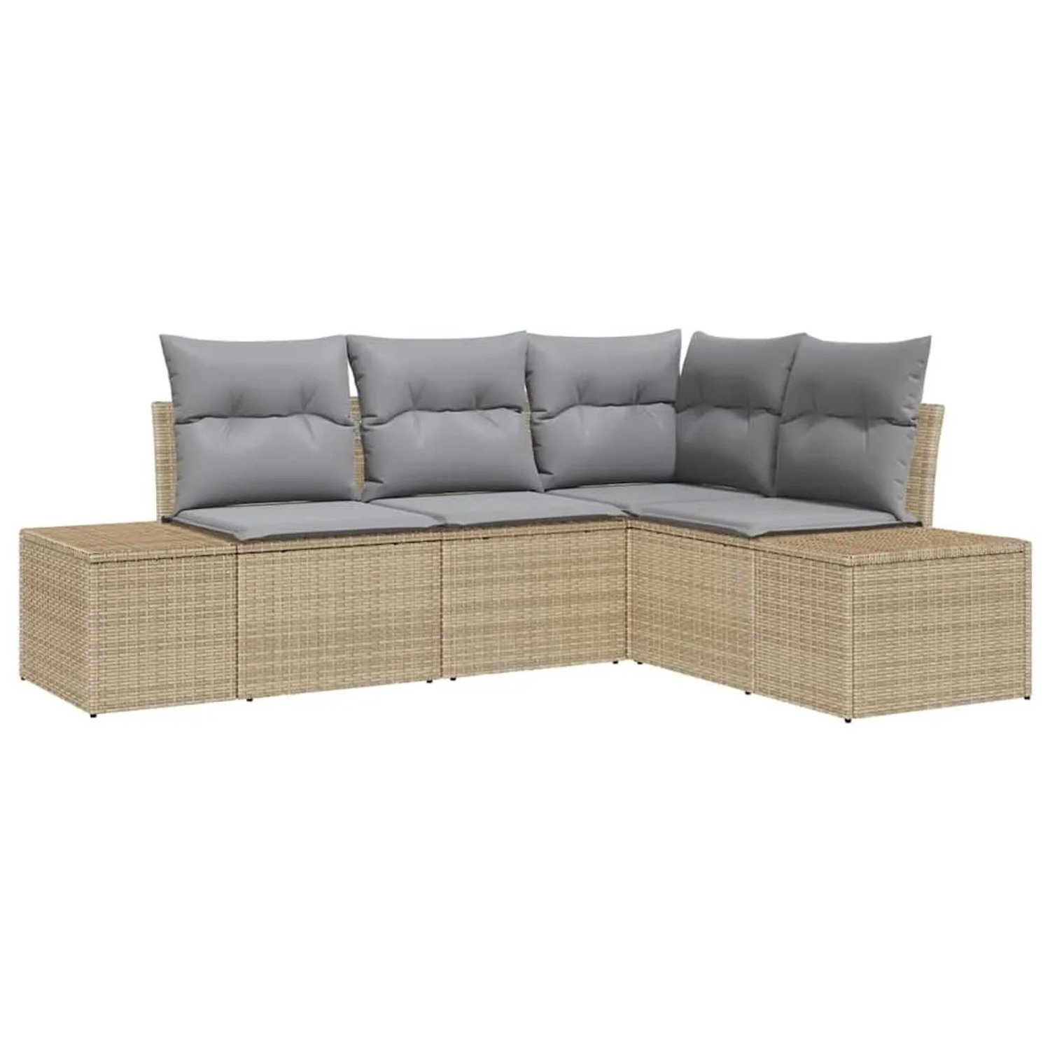 vidaXL Gartensofa-Set 4 Stk Beige und Hellgrau Poly-Rattan 3355709 günstig online kaufen