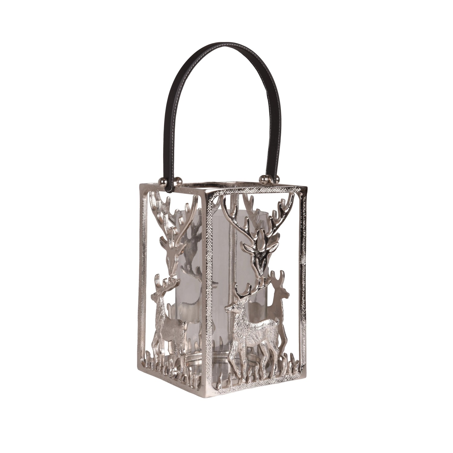 DELUKE Laterne EMIL Aluminium Silber 31x23,5x20cm Gartenleuchte Tischlampe Hängelampe