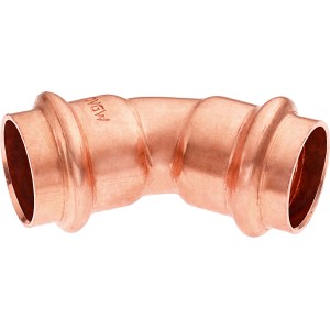 Kupfer Press-Bogen, 45 Grad, Ø 22 mm für Sanitär-, Solar- und Heizungsinstallationen.