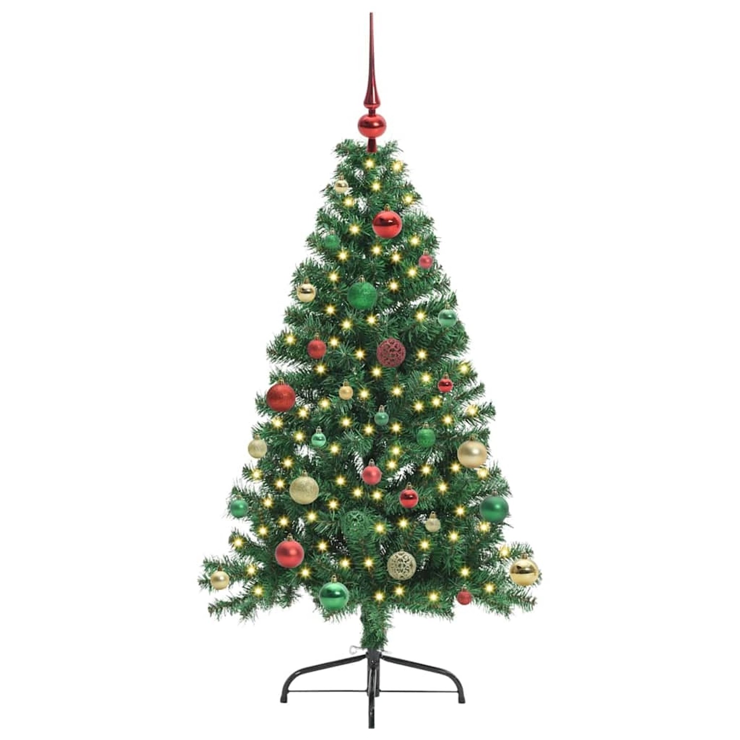vidaXL Künstlicher Vorbeleuchteter Weihnachtsbaum Grün 150 cm PVC 3397006
